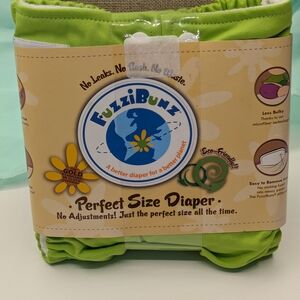 FuzziBunz Lime Green Diaper Cover Sz Small